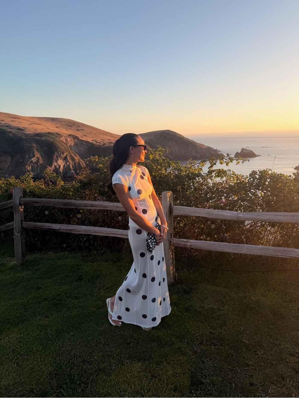 Lioness White Maxi Dress with Black Polka Dots - Picture 3 of 3